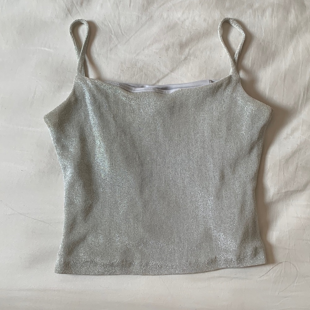 Glittery Silver Dave and Johnny Top Size Small